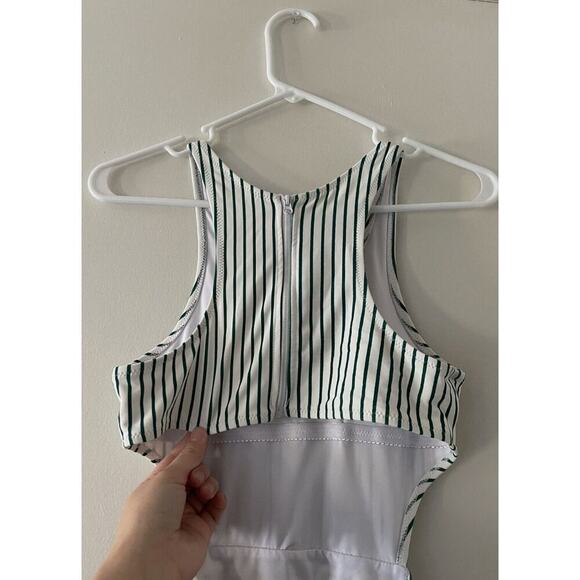 Cupshe Striped Floral island One Piece Swimsuit Cut Out Zip Up Swimwear Women S - Picture 6 of 6